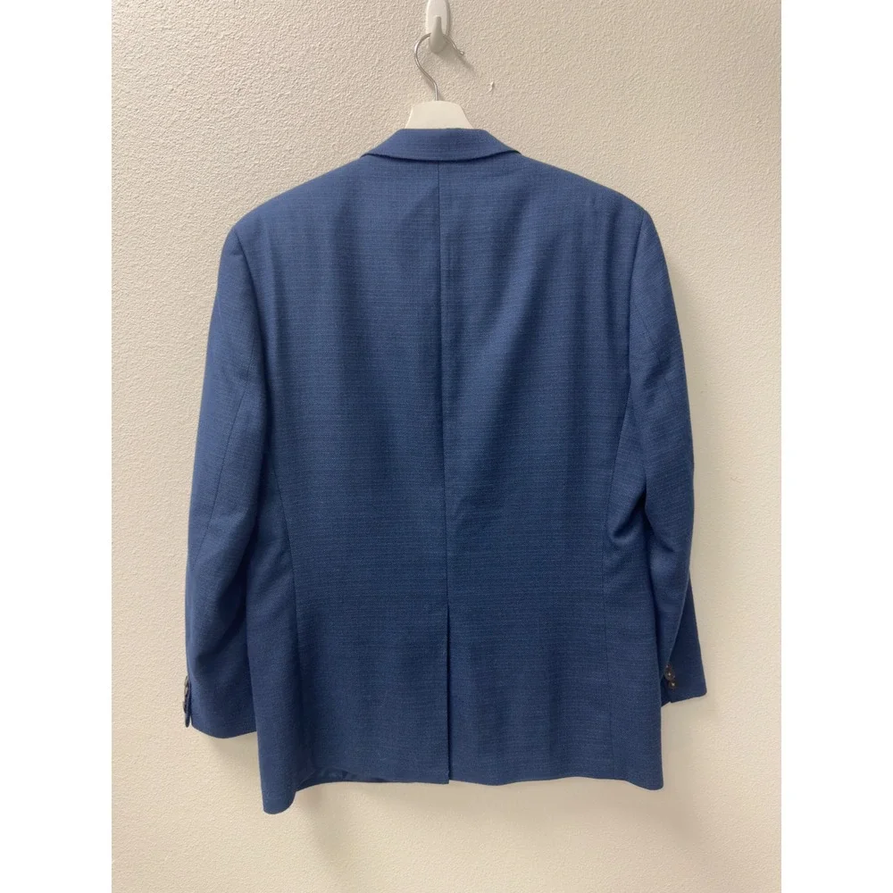 Chaps Blazer Mens 40R Blue Textured Two Button Single Vent Jacket Academia Prep